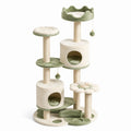 Árbol para gatos de niveles múltiples en tela de felpa y sisal verde y beige