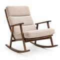 Sillón mecedora de madera y tela boucle crema
