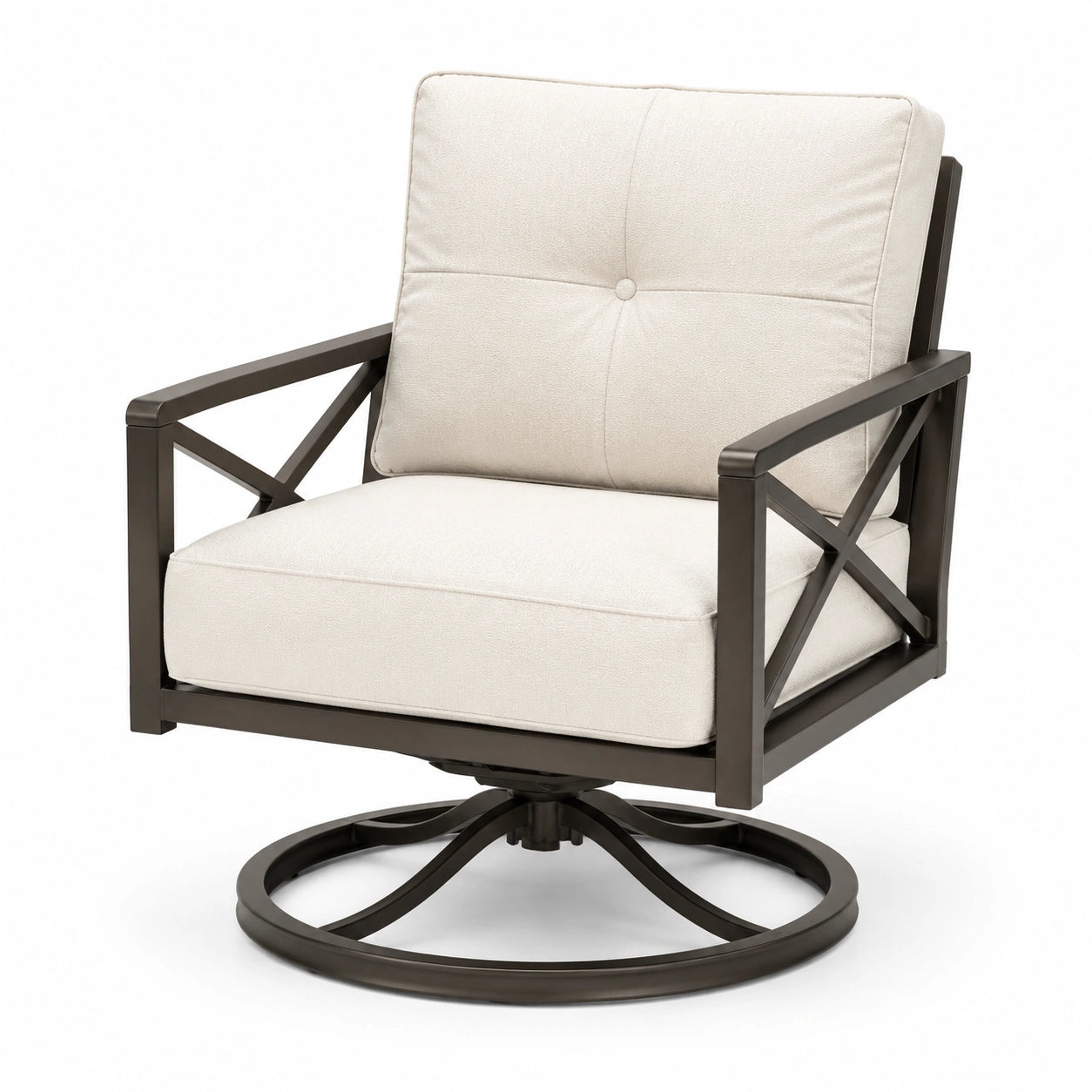 Silla Giratoria de Aluminio y Tela Beige