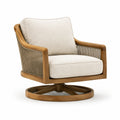 Silla giratoria de madera y poliéster beige