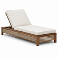 Tumbona de madera y ratán con cojín 200 cm beige