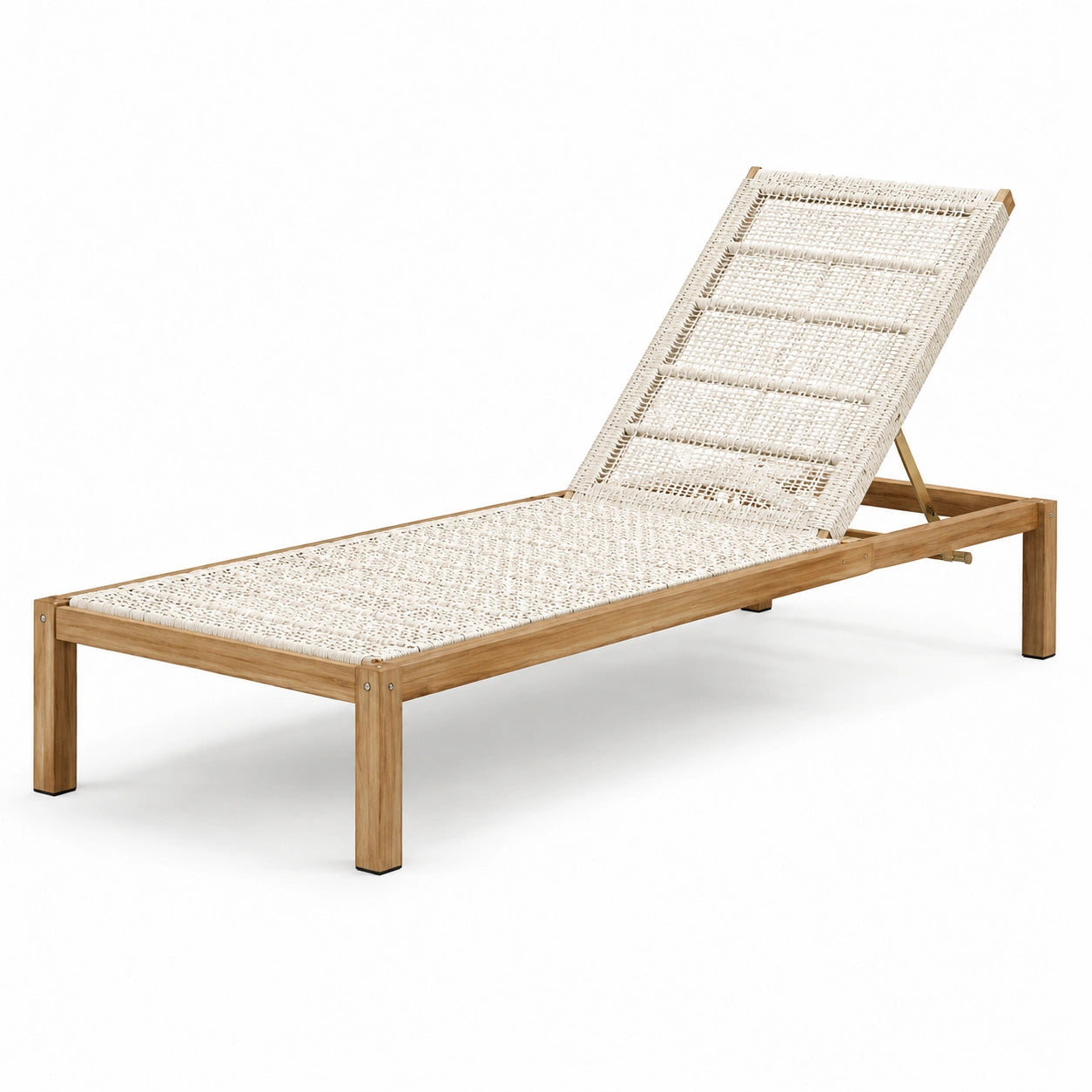Tumbona de madera y ratán sintético crema 200 cm