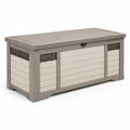 Baúl de Jardín de Plástico 120x45x55 cm Beige/Gris