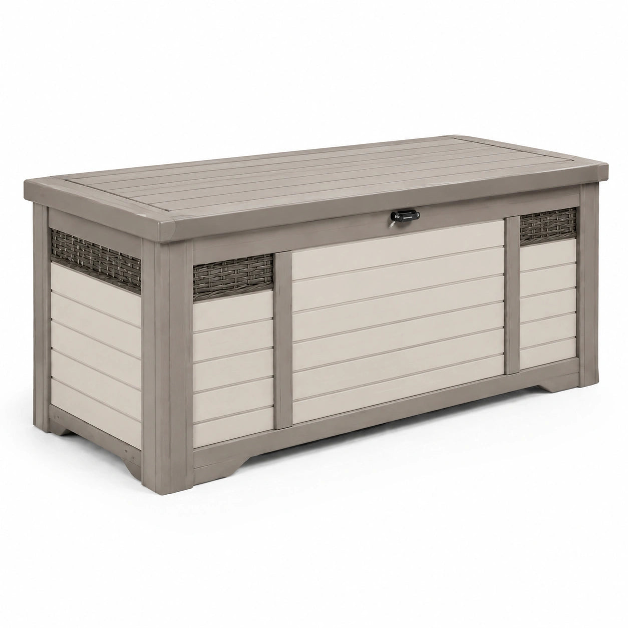 Baúl de Jardín de Plástico 120x45x55 cm Beige/Gris
