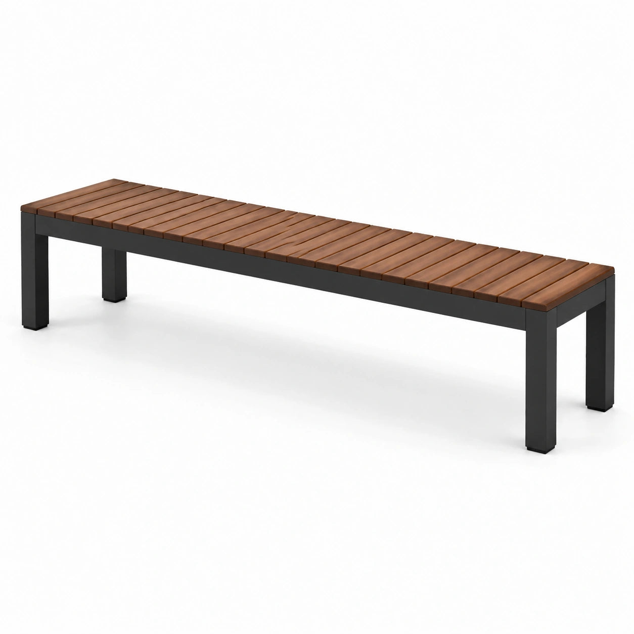 Banco de Madera y Aluminio para Exterior 180x30x45 cm Marrón/Negro