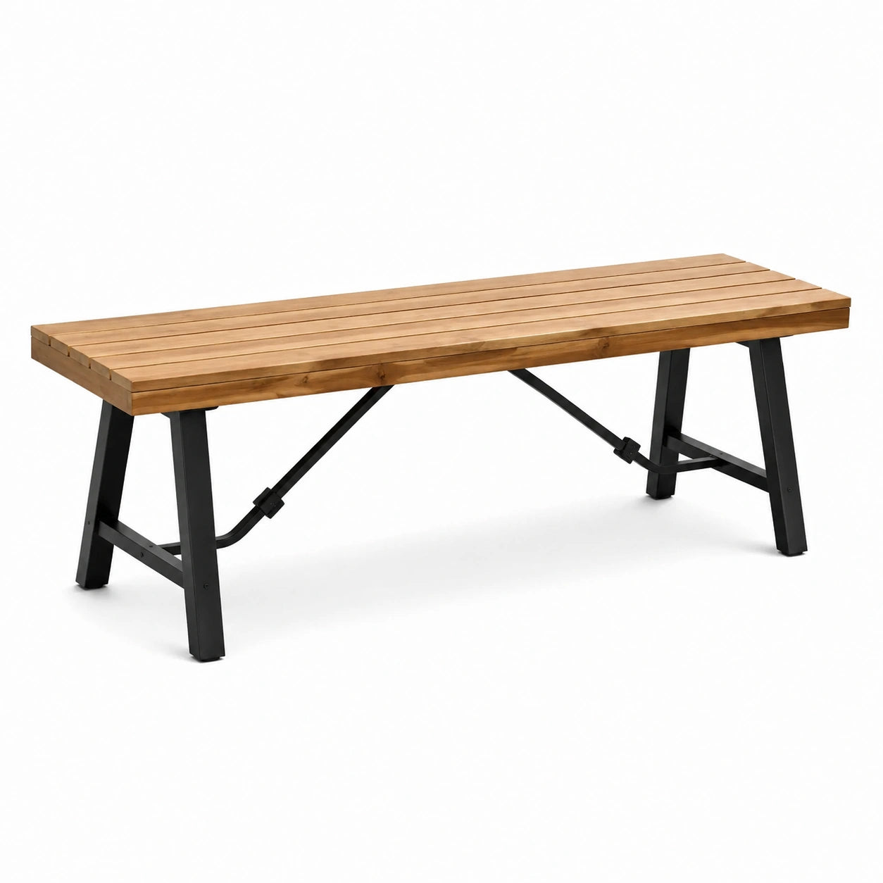 Banco de madera y metal para exterior 160cm