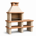 Barbacoa de ladrillo refractario y acero inoxidable con estante lateral 200 x 80 x 210 cm