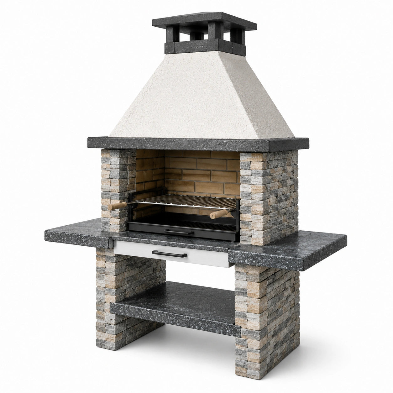 Barbacoa de Ladrillo y Piedra Natural con Campana de Concreto