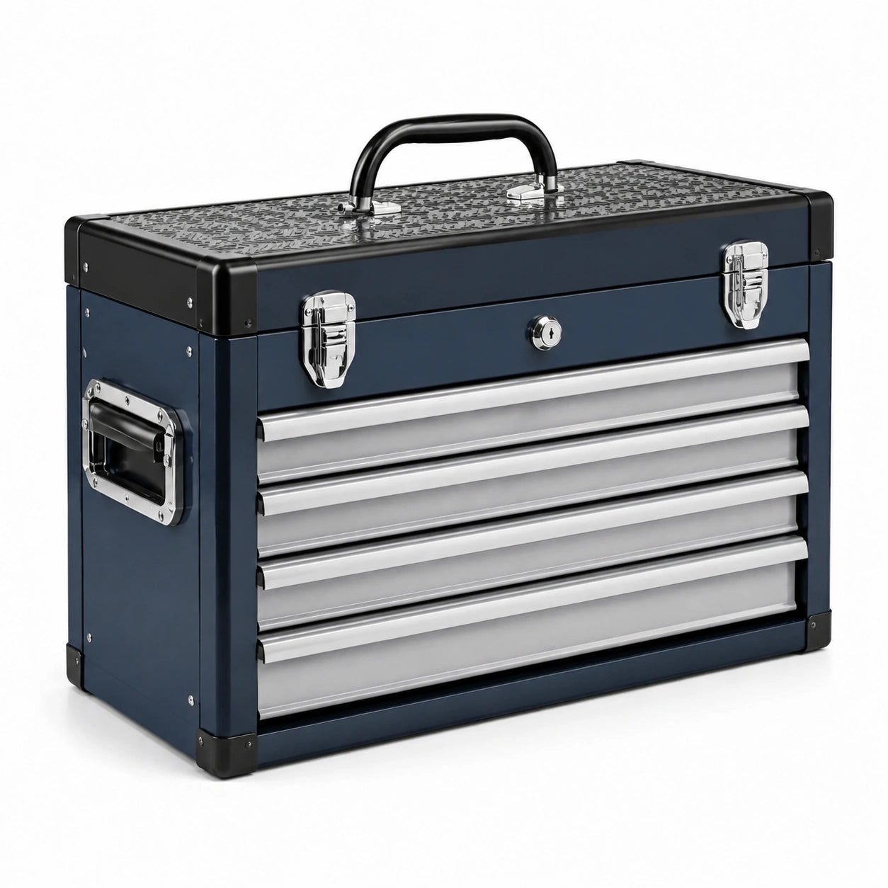 Caja de herramientas de metal con 5 cajones Azul y Plata