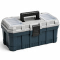 Caja de herramientas de plástico negro y gris con compartimentos organizadores 45x25x22cm
