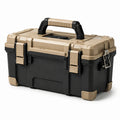 Caja de herramientas de plástico ABS con cerradura y asa negro/beige
