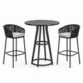 Juego de bar 3 piezas con mesa de mármol y sillas de acero