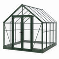 Invernadero de aluminio con vidrio templado y estructura verde
